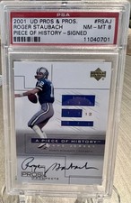 Upper Deck 2001 Pros & Prospects Roger Staubach Auto Jersey #RS-AJ PSA 8 picture