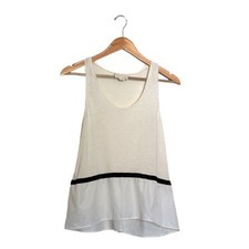 Girl. Band of Outsiders Challah Tank Size Medium 2 Cream Black White Scoop Neck picture