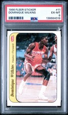 1986-87 Fleer Sticker #11 Dominique Wilkins Atlanta Hawks PSA 6 picture