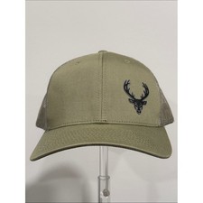 Decky Olive Green Snapback Trucker Hat with Silicone Whitetail Deer Logo picture