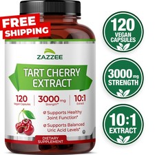Zazzee Tart Cherry 10:1 Extract, 3000 mg Strength, 120 Vegan Capsules, Kosher picture