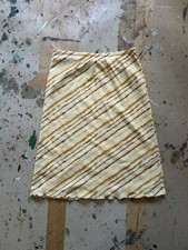Vintage Gabrielle 90s Y2K Striped Mesh Midi Knee Length Skirt Yellow Brown USA L picture