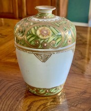 Antique Hand-painted Nippon Porcelain Vase with Gilded Moriage details picture
