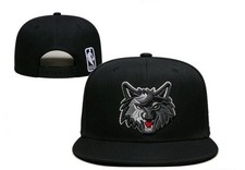 Minnesota Timberwolves Black Snapback Hat Flat Bill Adjustable Cap OSFM picture
