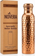 34oz Pure Copper Water Bottle - Handmade Hammered Finish - Ayurvedic Health USA picture