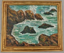 VTG Large 1960's IMPRESSIONIST Seascape Oil Painting IMPASTO  Don Miller 28 x 34 picture