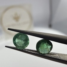 0.75 TCW Natural Afghanistan Emerald Matched Pair Round Vivid Green Gemstones picture