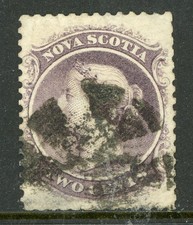 GANDALF - Canada 1860 Nova Scotia 2¢ Grey Purple Scott #9 Halifax Cancel Z183 picture