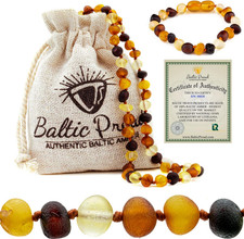 Baltic Amber Necklace and Bracelet Set Unisex Raw Multi 12.5 Inches Gift Jewelry picture