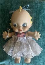 Vintage Bisque Porcelain Fully Jointed Kewpie Style Doll-Blue Eyes Super Cute 7” picture