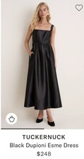 TUCKERNUCK Dupioni Esme Black Midi Dress NWT picture