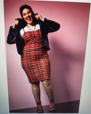Betsey Johnson + Torrid Red Tartan Ponte Bodycon Dress Sz 24 (3x) Women's picture