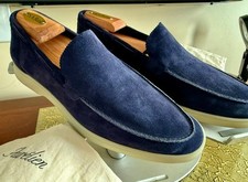 Aurelien Dk. Blue Suede Yacht Loafers w/ Contrast Stitching, Italy, 43 Excellent picture