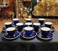 Rare Antique Aynsley Cobalt Blue And Gold English Bone China Demitasse Set  picture