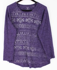 Sonoma Life+Style Top Womens Plus 2X Long Sleeve Scoop Fair Isle Tunic Purple picture