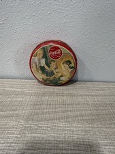 Vintage 1992 Coca Cola Round Metal Tin Bristol Ware Fireplace Scene Small Box picture