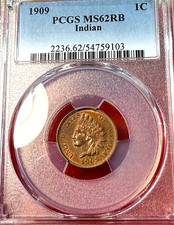 1909 Indian Cent PCGS MS62RB Nice, New Slab Best Price Ebay* CHRC picture