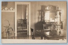 c1905 View Of Victorian House Dining Room Interior RPPC Photo Antique Postcard picture