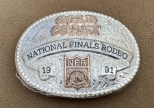Vintage NOS 1991 NFR Gold Coast HUGE ADM Silversmiths Rodeo Trophy Belt Buckle picture