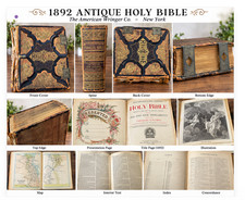 1892 American Wringer Pronouncing Parallel Holy Bible KJV Revised Antique Illust picture
