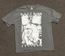 Vintage Malcolm X Graphic T-Shirt Size S Malcolm Freedom Gray Cotton picture