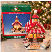 Rare Kurt Adler Gingerbread Snowtown Ice Cream Parlor Lighted Christmas Village  picture