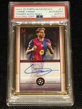 PSA/DNA 9 2024-25 TOPPS MUSEUM LAMINE YAMAL AUTO GOLD FRAME RUBY NUM /25 POP 1 picture