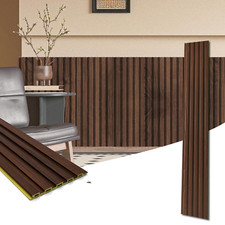 Walnut WPC Wainscoting Panels 16-Pack 3D Wall Decor for Living Room & Bedroom picture