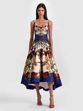 ALICE & OLIVIA ( 2) DIANA FLORAL A-LINE TIERED SKIRT MIDI DRESS NWT MSRP$660 picture