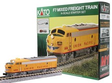 1060050 N Kato Freight Train Starter Set Union Pacific EMD F7, 4 Cars, Unitrack picture