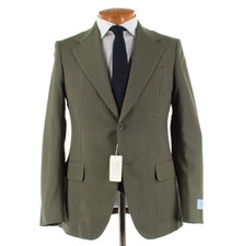 Belvest NWD Cotton Blend Sport Coat Size 48R (38R US) In Green Seersucker picture