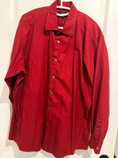 Murano Men’s XL Red Geometric Dress Shirt Long Sleeve Collared Button Front picture