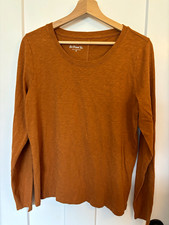 J.CREW Girlfriend Tee Women's Terracotta Orange Long Sleeve Cotton Knit Tee M picture