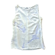 Vintage Valentino Miss V Silk Burnout Floral Blouse Tank Top Ivory IT 40 US 6 picture