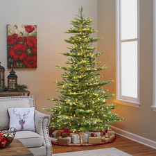 5/6/7ft Pre-lit Artificial Christmas Tree Fake Aspen Fir Xmas tree Easy Assembly picture