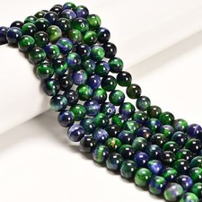 Galaxy Green Blue Tiger Eye Smooth Round Beads Size 6mm 8mm 10mm 15.5