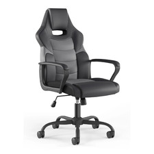 Staples Emerge Vector Luxura Faux Leather Gaming Chair New, Black & Gray picture
