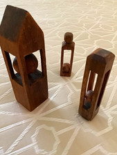 Three Antique Hand Carved Wood Whimsy picture