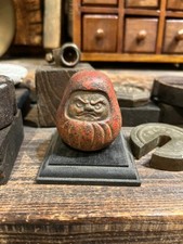 Vintage Japanese Metal Daruma Doll Paperweight Lucky Desk Decor picture