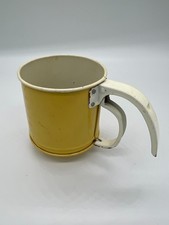 Vintage Yellow Steel, 1-Hand Spring 1C Flour Sifter picture