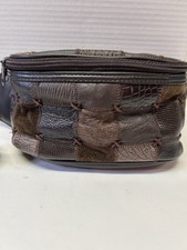 Vintage Fanny Pack Waist Bag Genuine Patchwork Leather 2 pockets 9x6 1980-90's picture