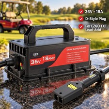 10L0L 36V 18A Golf Cart Charger for EZGO TXT D-Style Plug Black picture
