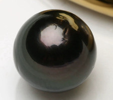 Huge 17-18mm Natural South Sea Genuine Dark Black Round Loose Pearl undrilled 01 picture
