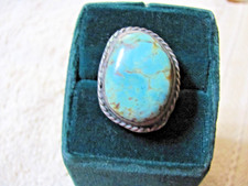 NAVAJO, NATIVE AMERICAN, ANTIQUE, STERLING SILVER, TURQUOISE, SIZE 8, OLD, 10gr picture
