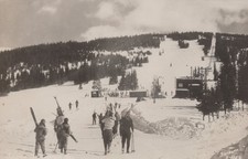 POSTCARD RPPC SKIERS SANDBORN PHOTO COOPER HILL NEAR LEADVILLE COLORADO picture
