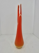 HTF VINTAGE MCM L.E. SMITH 13.5” BITTERSWEET MINI 3 FINGER SMOOTHIE SWUNG VASE picture