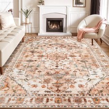 SERISSA 8x10 Washable Non Slip 8' x 10' (Rectangular), Vintage Peach/Cream picture