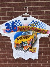 Vintage NEW AOP Ken Schrader Shirt Mens Sz L White M&M's 36 Nascar Chase picture
