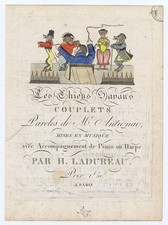 The Savant Dogs - c.1821 - Rare Parisian item - very early 19th century coloring picture