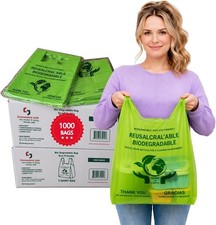 Thank You Biodegradable Eco Plastic Bags 1000 Count 12” x 6.5” x 22'' 15 Mic picture